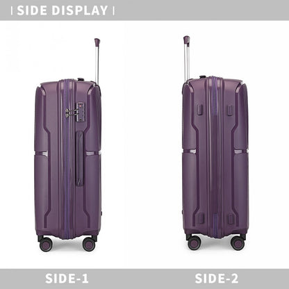 British Traveller Spinner Hard Shell PP Suitcase With TSA Lock (K2393L) - Purple
