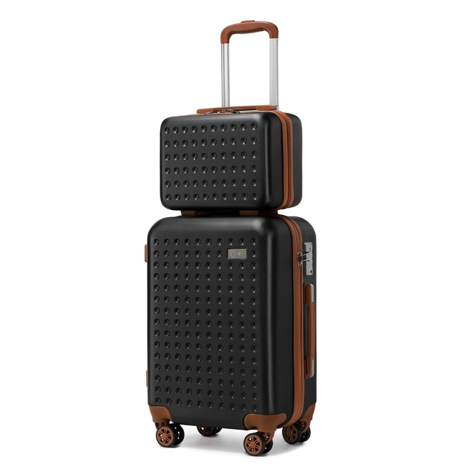 Kono 13/20 Inch Flexible Hard Shell ABS Suitcase With TSA Lock And Vanity Case (K2394L) - Black