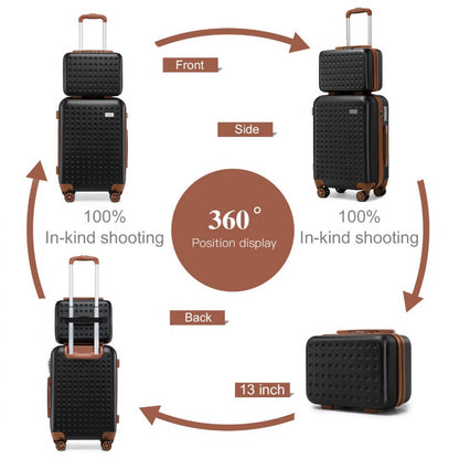 Kono 13/20 Inch Flexible Hard Shell ABS Suitcase With TSA Lock And Vanity Case (K2394L) - Black
