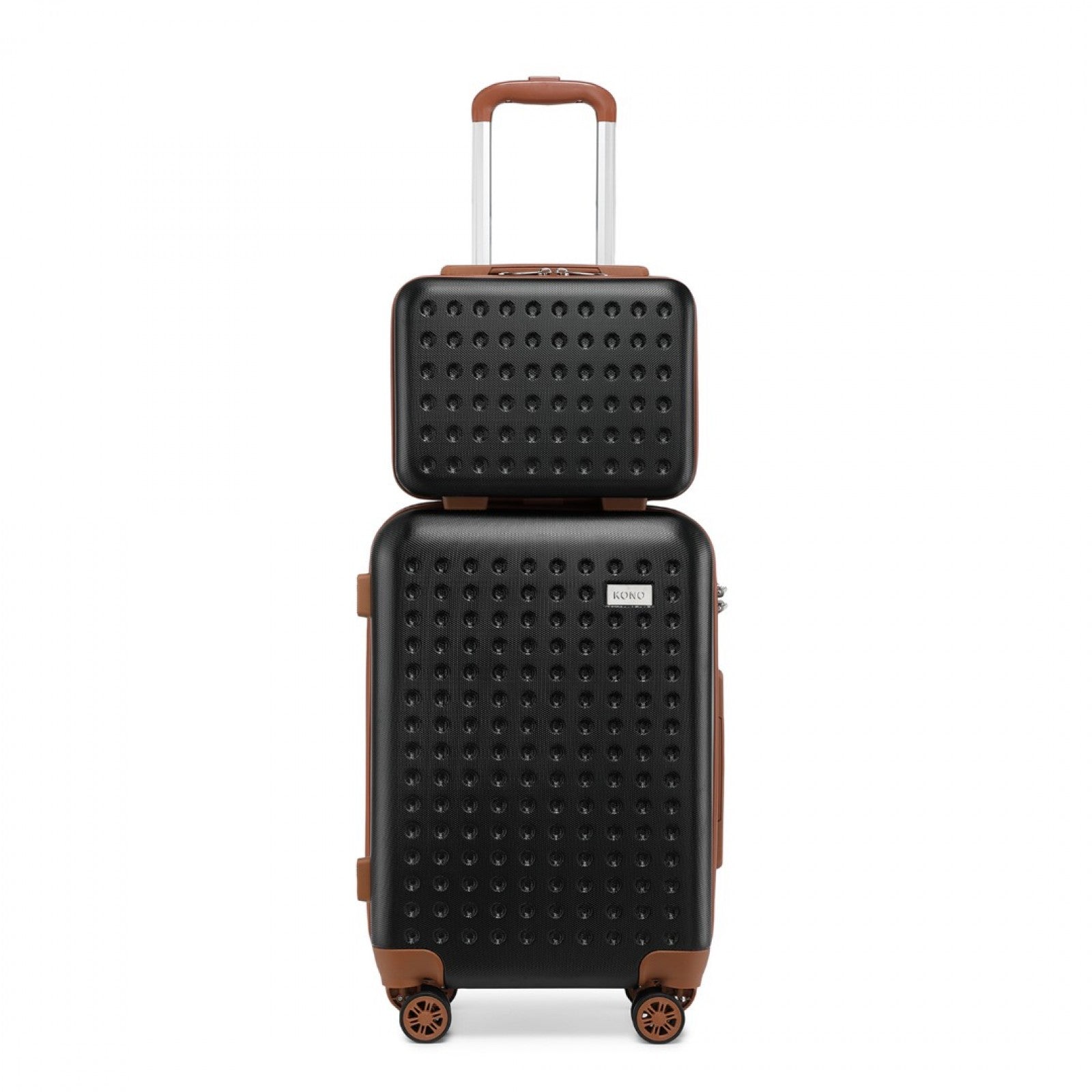 Kono 13/20 Inch Flexible Hard Shell ABS Suitcase With TSA Lock And Vanity Case (K2394L) - Black