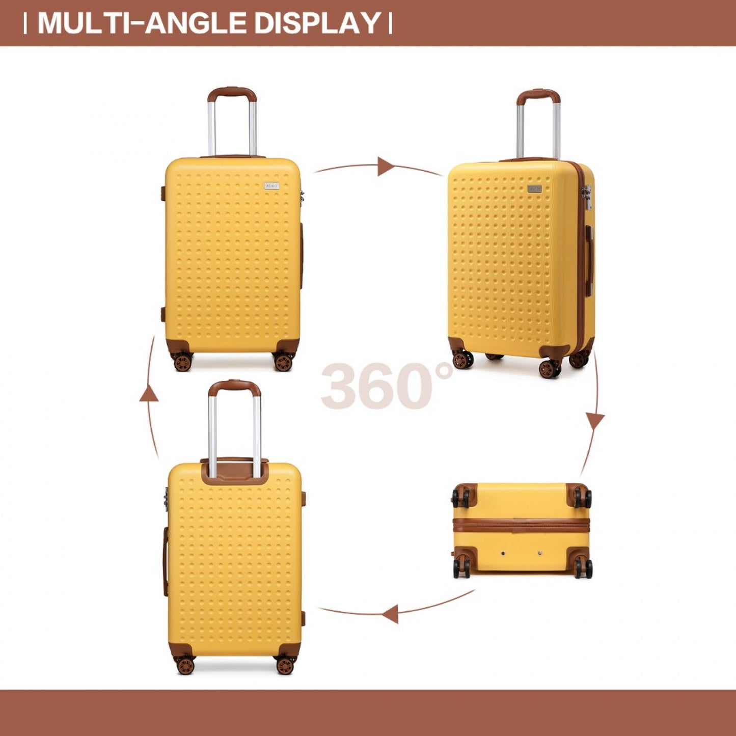 Kono Flexible Hard Shell ABS Suitcase With TSA Lock (K2394L) - Yellow