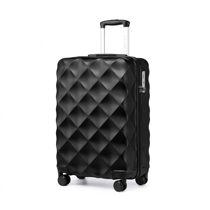 British Traveller Ultralight ABS And Polycarbonate Bumpy Diamond Suitcase With TSA Lock (K2395L) - Black