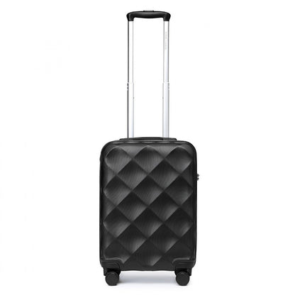 British Traveller Ultralight ABS And Polycarbonate Bumpy Diamond Suitcase With TSA Lock (K2395L) - Black