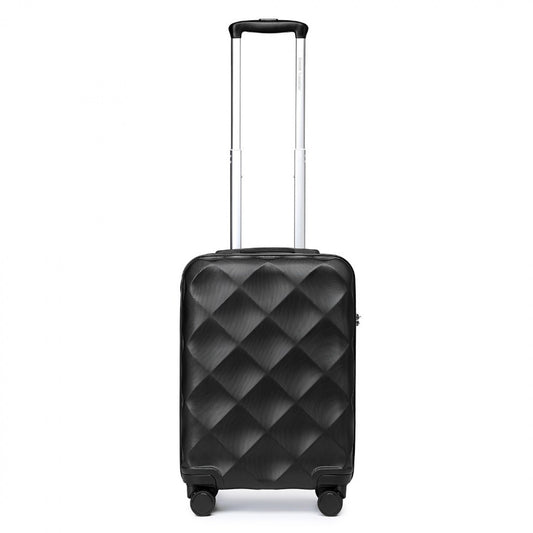 British Traveller Ultralight ABS And Polycarbonate Bumpy Diamond Suitcase With TSA Lock (K2395L) - Black