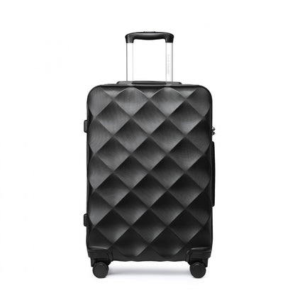 British Traveller Ultralight ABS And Polycarbonate Bumpy Diamond Suitcase With TSA Lock (K2395L) - Black