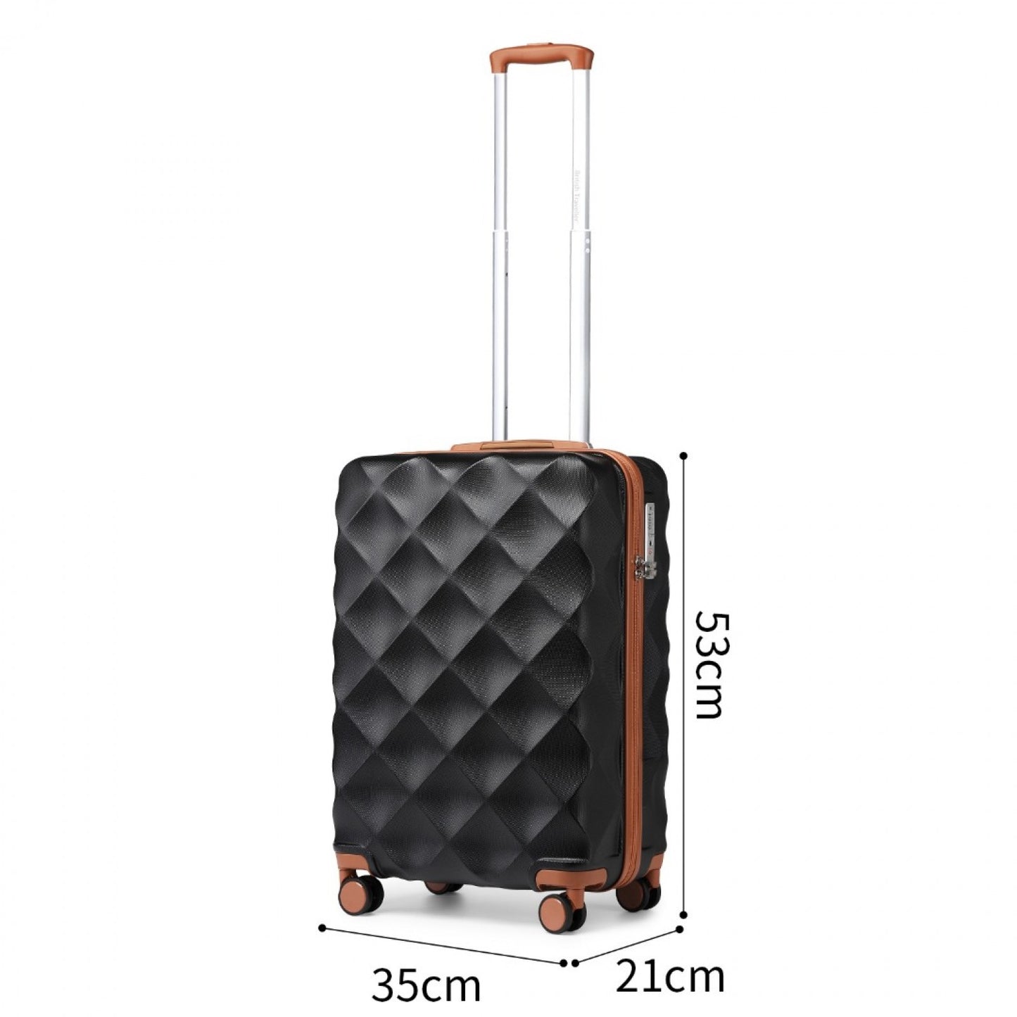 British Traveller Ultralight ABS And Polycarbonate Bumpy Diamond 3 Pcs Luggage Set With TSA Lock (K2395L) - Black & Brown