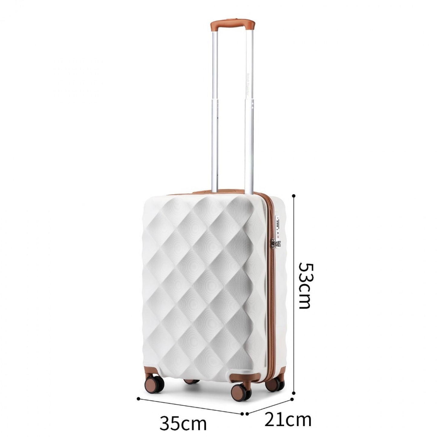 British Traveller Ultralight ABS And Polycarbonate Bumpy Diamond 3 Pcs Luggage Set With TSA Lock (K2395L) - Cream