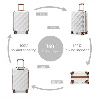 British Traveller Ultralight ABS And Polycarbonate Bumpy Diamond Suitcase With TSA Lock (K2395L) - Cream
