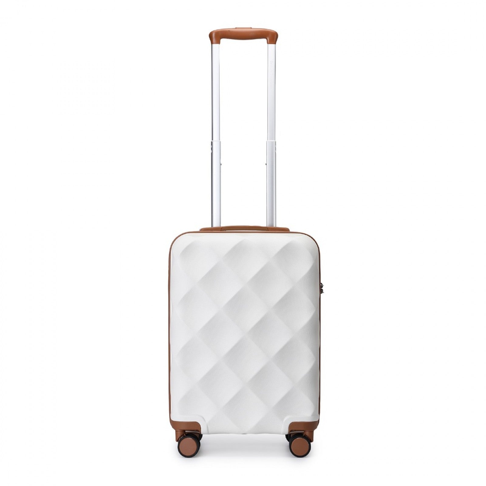 British Traveller Ultralight ABS And Polycarbonate Bumpy Diamond Suitcase With TSA Lock (K2395L) - Cream