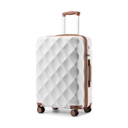 British Traveller Ultralight ABS And Polycarbonate Bumpy Diamond Suitcase With TSA Lock (K2395L) - Cream