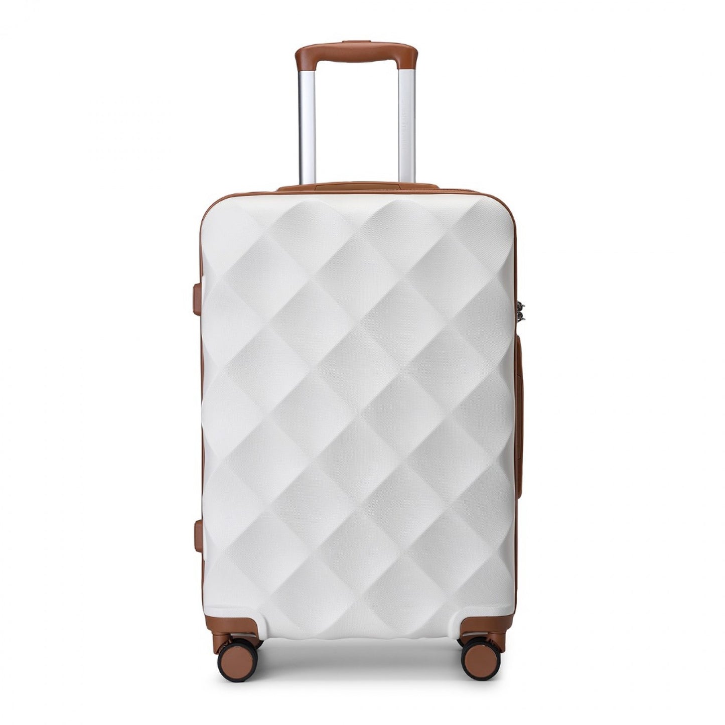 British Traveller Ultralight ABS And Polycarbonate Bumpy Diamond Suitcase With TSA Lock (K2395L) - Cream