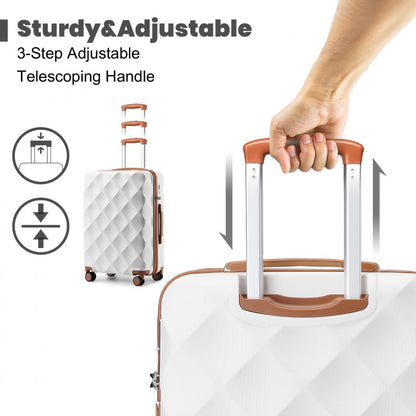 British Traveller Ultralight ABS And Polycarbonate Bumpy Diamond Suitcase With TSA Lock (K2395L) - Cream