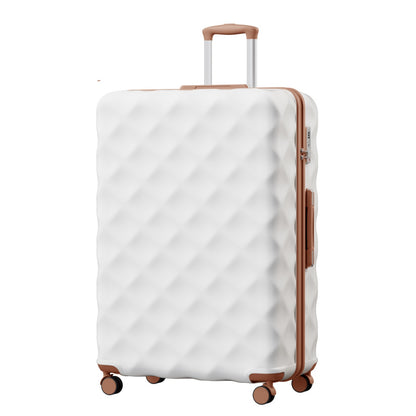 British Traveller Ultralight ABS And Polycarbonate Bumpy Diamond Suitcase With TSA Lock (K2395L) - Cream