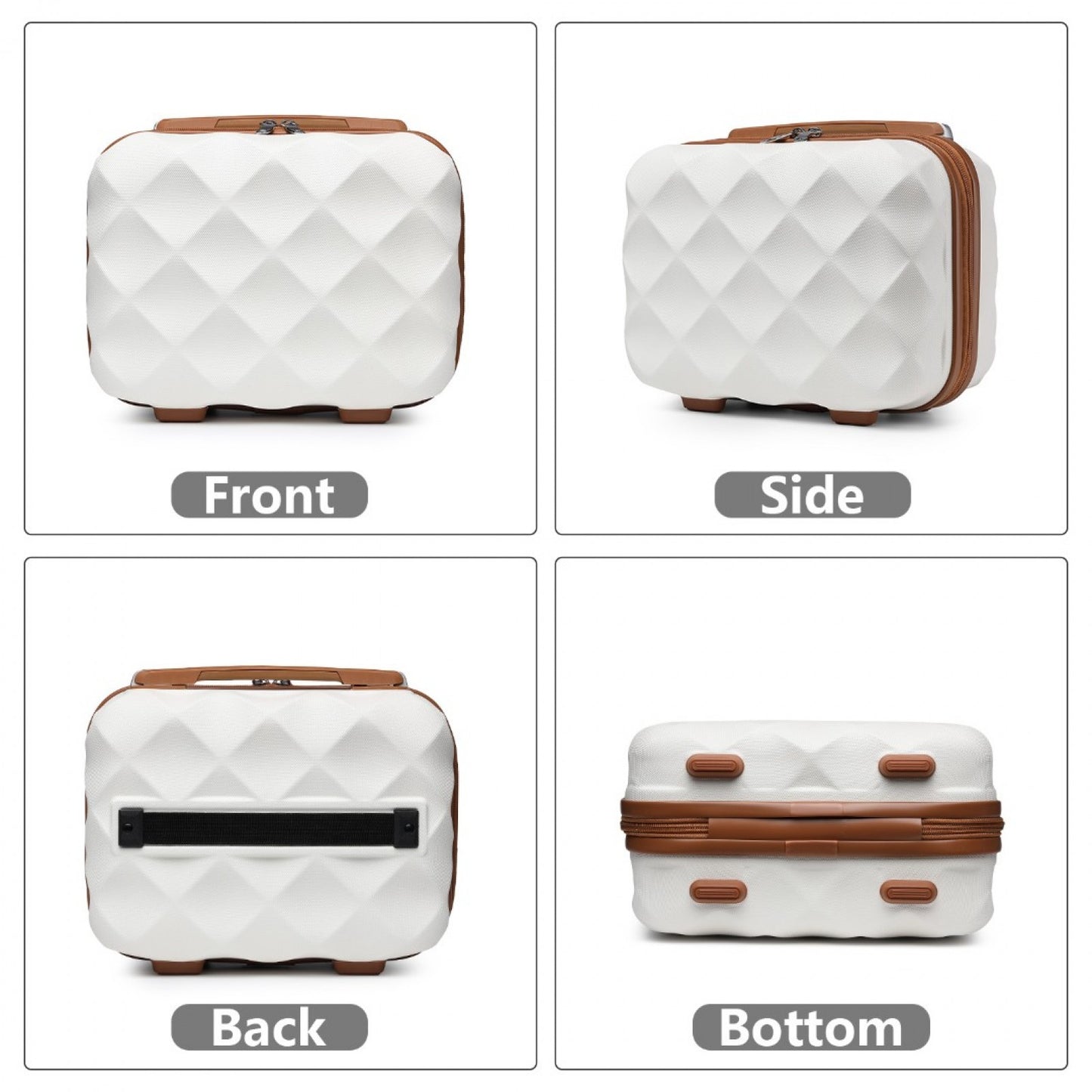 British Traveller Ultralight ABS And Polycarbonate Bumpy Diamond 4 Pcs Luggage Set With TSA Lock (K2395L) - Cream