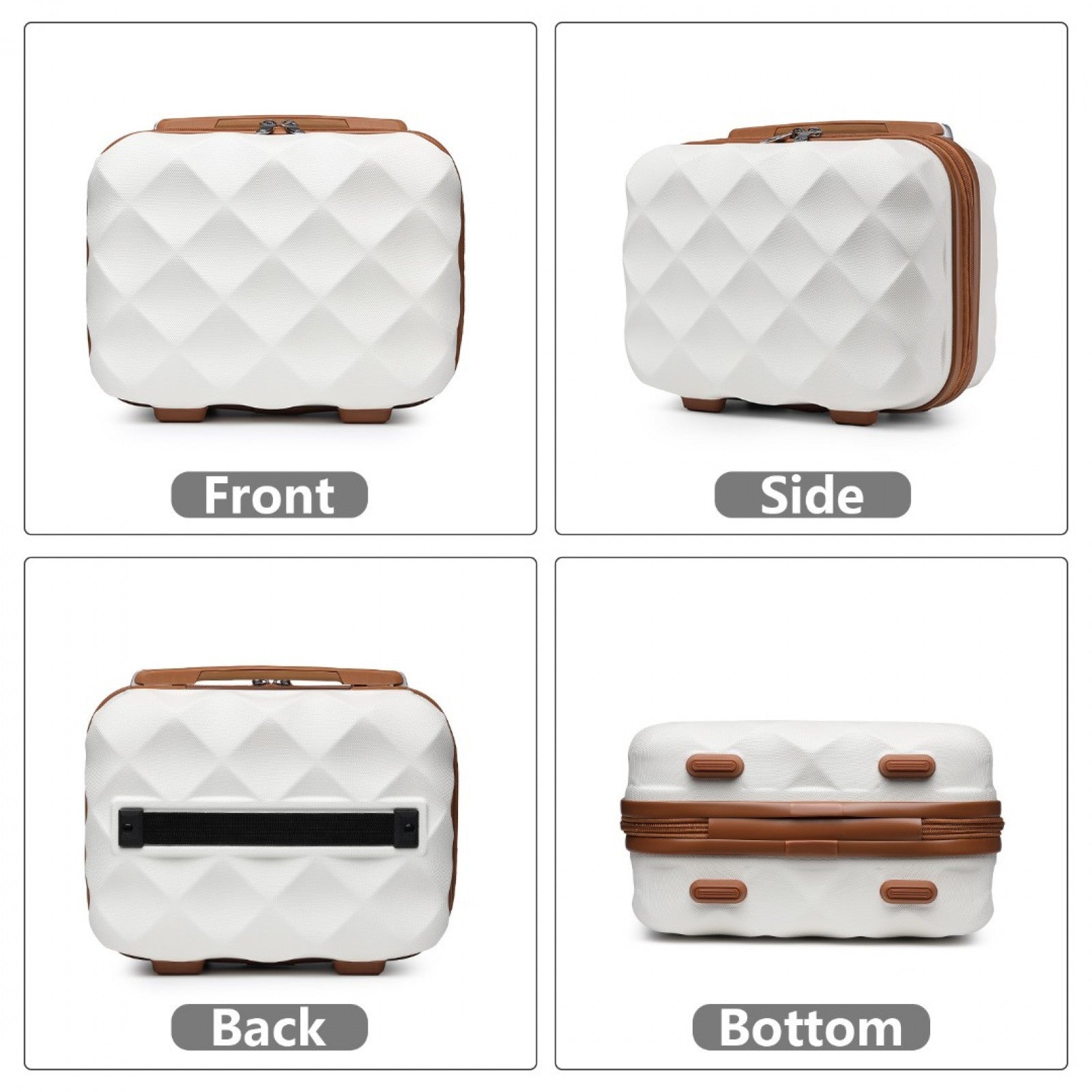 British Traveller Ultralight ABS And Polycarbonate Bumpy Diamond 4 Pcs Luggage Set With TSA Lock (K2395L) - Cream