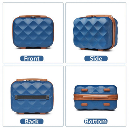 British Traveller Ultralight ABS And Polycarbonate Bumpy Diamond 4 Pcs Luggage Set With TSA Lock (K2395L) - Navy & Brown
