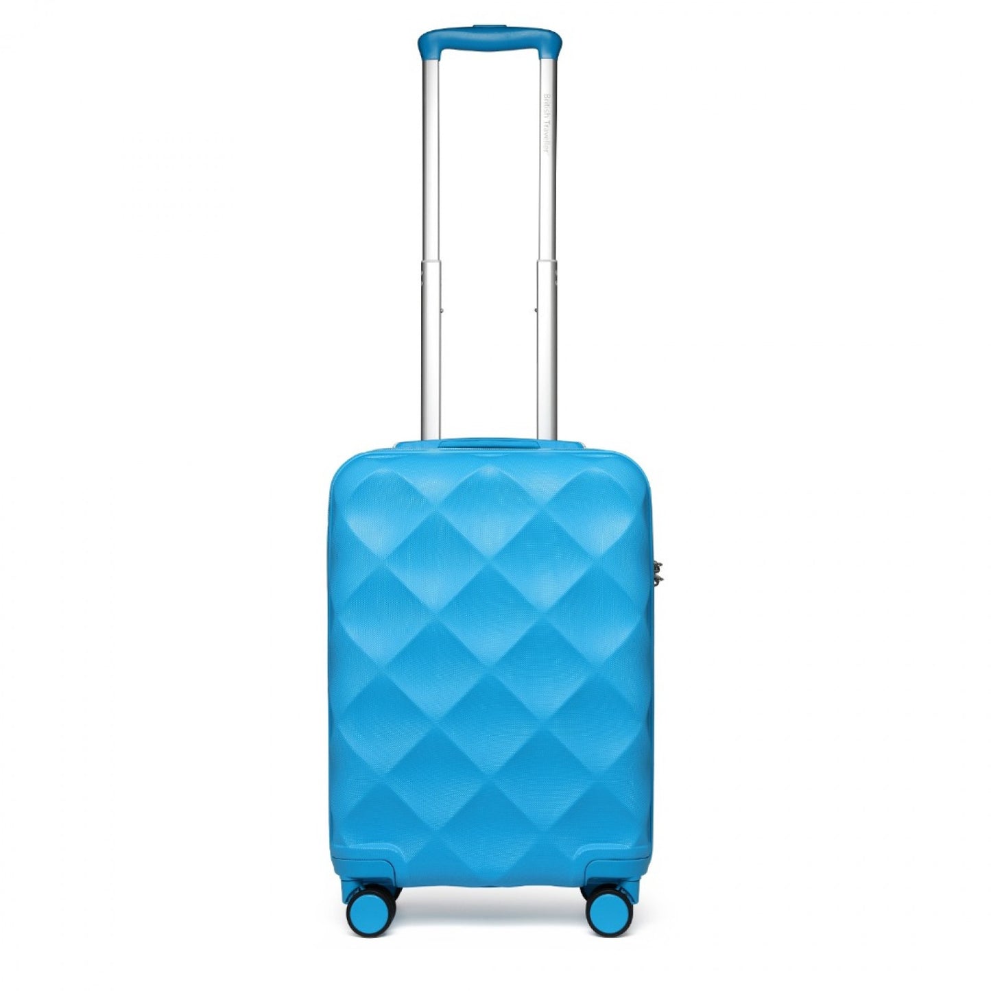 British Traveller Ultralight ABS And Polycarbonate Bumpy Diamond Suitcase With TSA Lock (K2395L) - Blue