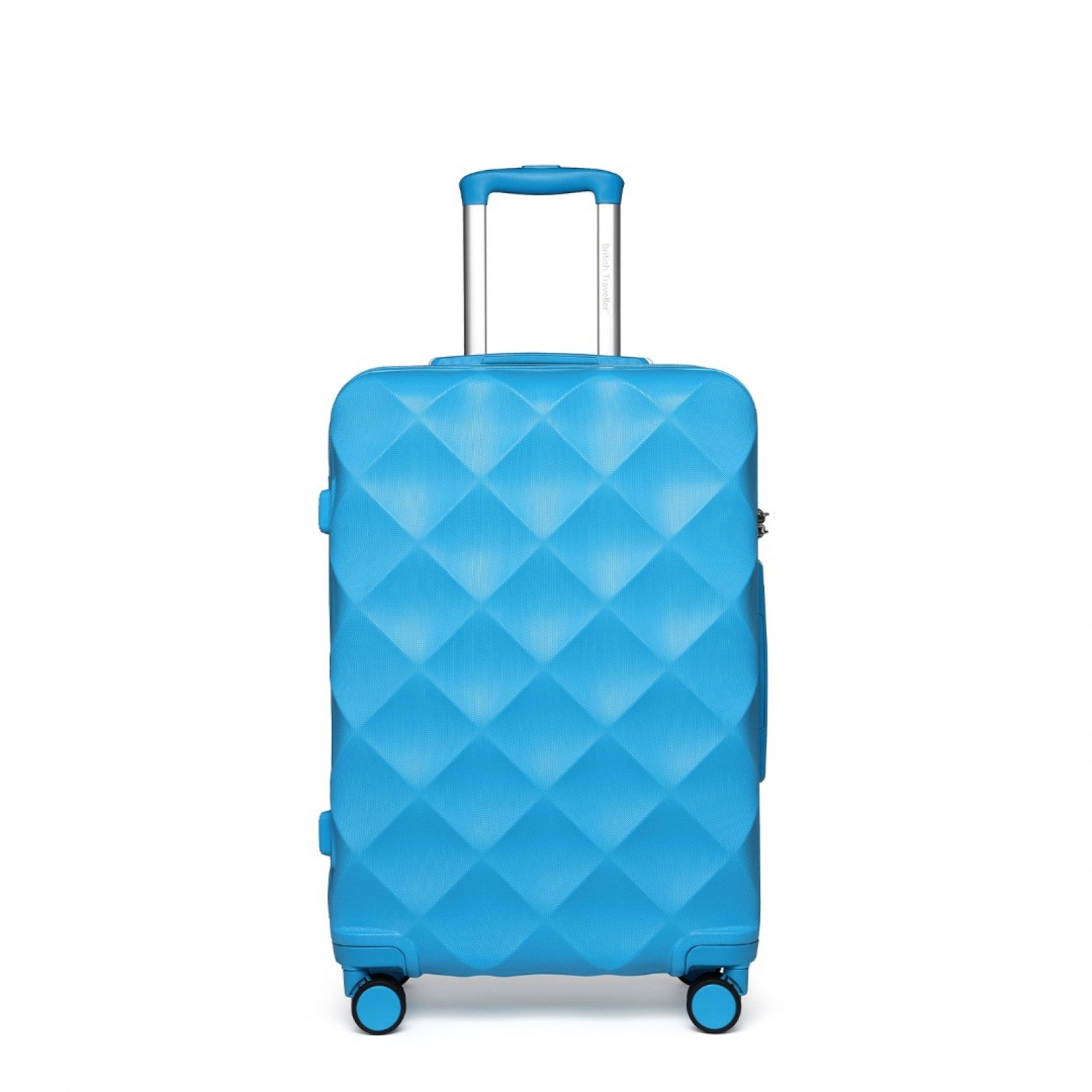 British Traveller Ultralight ABS And Polycarbonate Bumpy Diamond Suitcase With TSA Lock (K2395L) - Blue