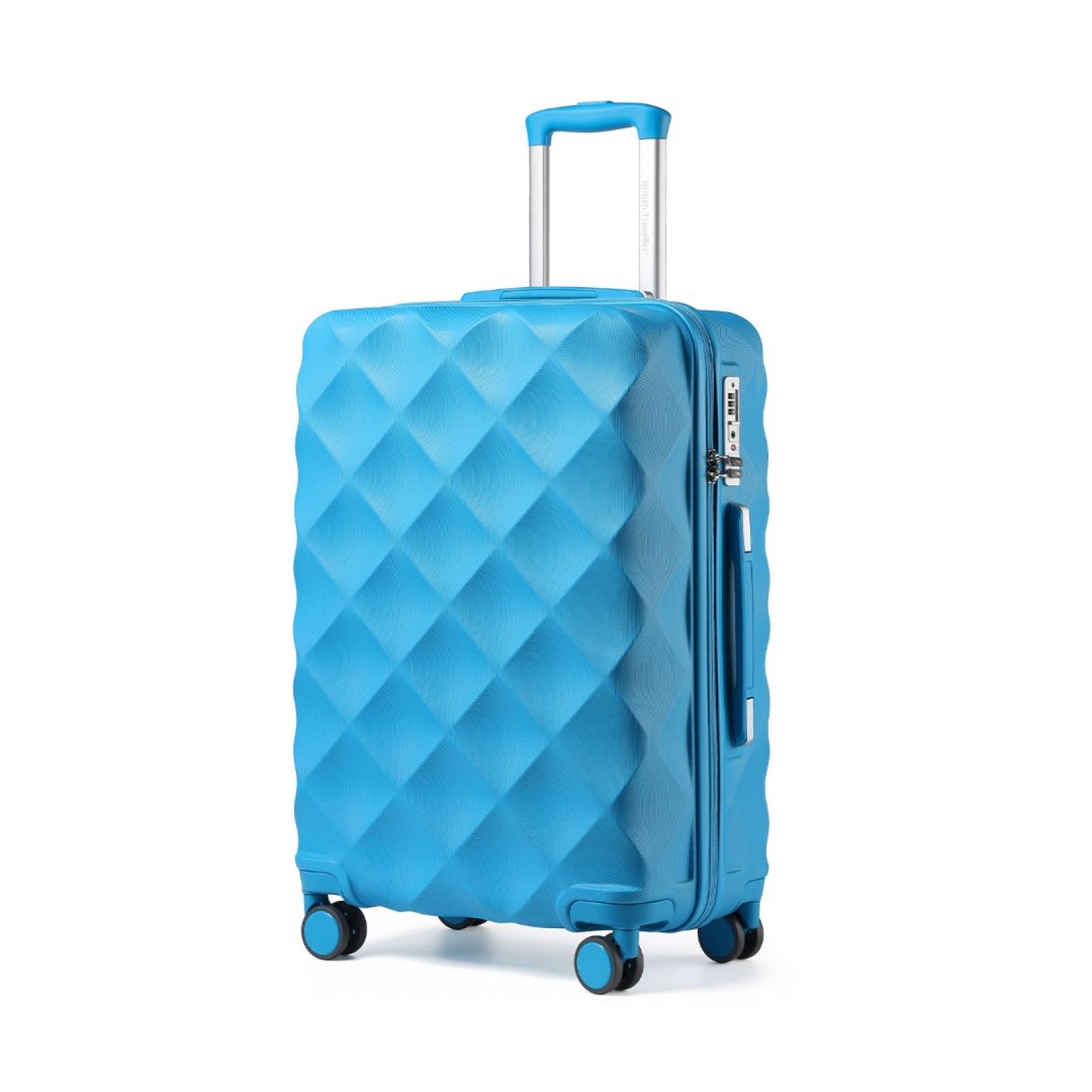 British Traveller Ultralight ABS And Polycarbonate Bumpy Diamond Suitcase With TSA Lock (K2395L) - Blue