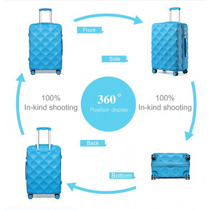 British Traveller Ultralight ABS And Polycarbonate Bumpy Diamond Suitcase With TSA Lock (K2395L) - Blue
