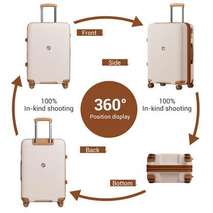Kono PP 20/24/28inch Hard Shell Expandable Luggage–Lightweight Suitcase with TSA Lock & Built-in Cup Holder (KSK2594) - Beige & Brown