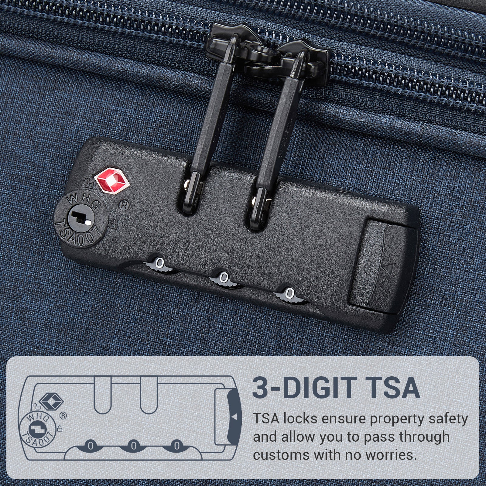 British Traveller Sleek Tough 24 Inch Travel Soft-Shell Suitcase with Silent TPE Spinners, TSA Security and Expandable Capacity - Navy