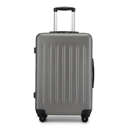 Kono Durable Lightweight ABS+PC Vertical Textured Suitcase with Secure 3-Digit Lock (KSK2477) - Grey