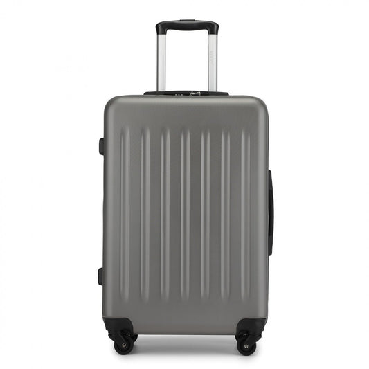 Kono Durable Lightweight ABS+PC Vertical Textured Suitcase with Secure 3-Digit Lock (KSK2477) - Grey
