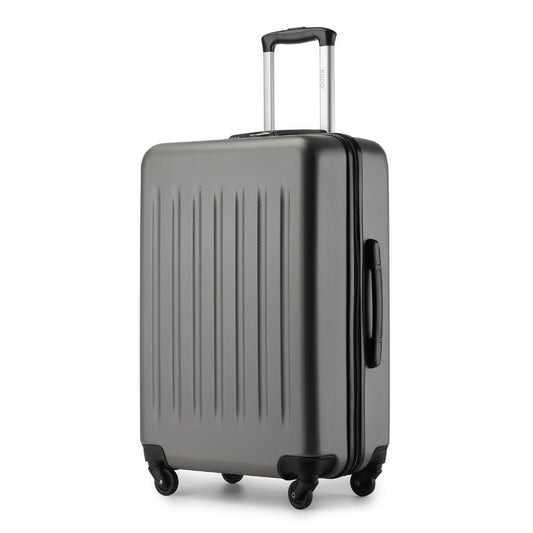 Kono Durable Lightweight ABS+PC Vertical Textured Suitcase with Secure 3-Digit Lock (KSK2477) - Grey