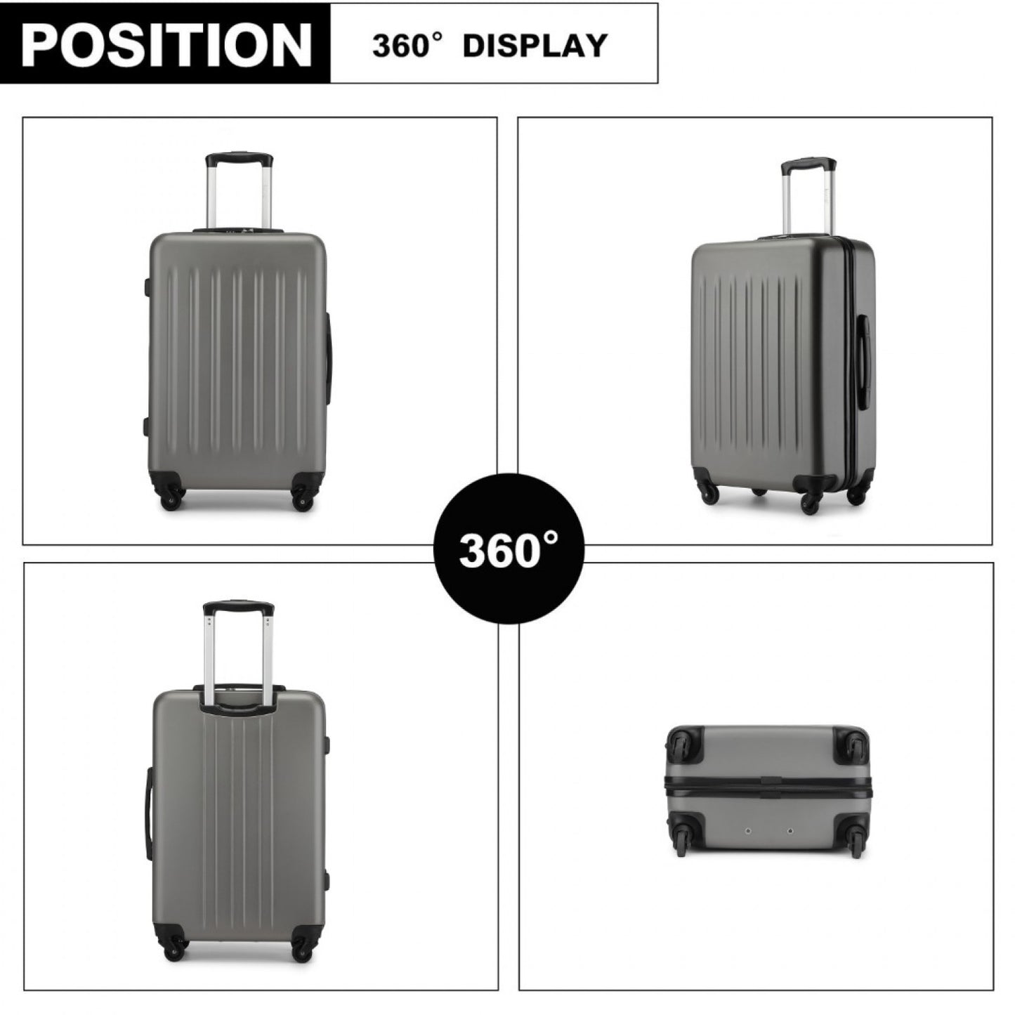 Kono Durable Lightweight ABS+PC Vertical Textured Suitcase with Secure 3-Digit Lock (KSK2477) - Grey