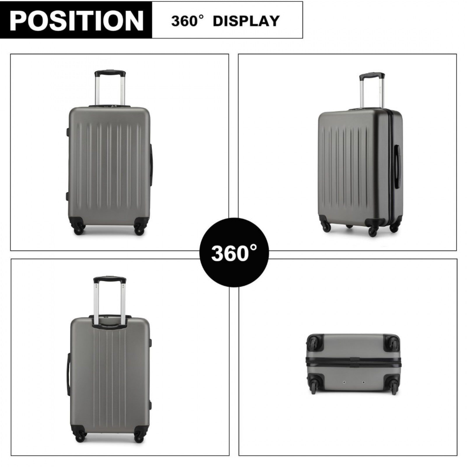 Kono Durable Lightweight ABS+PC Vertical Textured Suitcase with Secure 3-Digit Lock (KSK2477) - Grey
