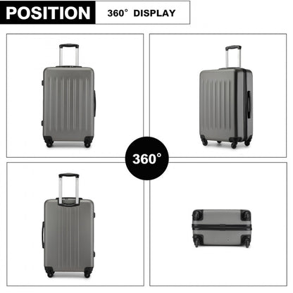 Kono Durable Lightweight ABS+PC Vertical Textured Suitcase with Secure 3-Digit Lock (KSK2477) - Grey