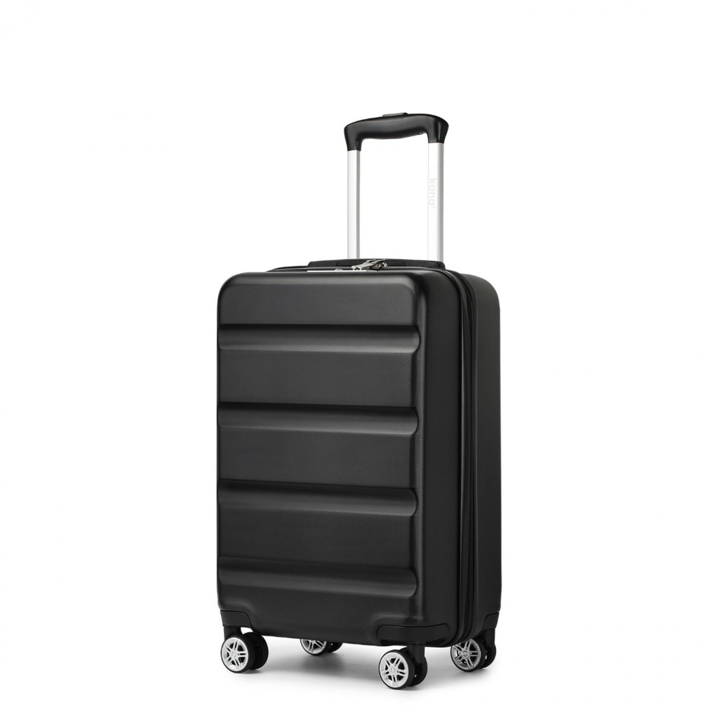 Kono Stylish Horizontal Engraved Hard Shell ABS+PC Cabin Suitcase with TSA Lock (KSK2482) - Black
