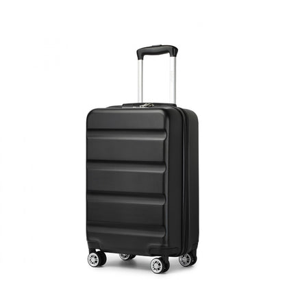 Kono Stylish Horizontal Engraved Hard Shell ABS+PC Cabin Suitcase with TSA Lock (KSK2482) - Black