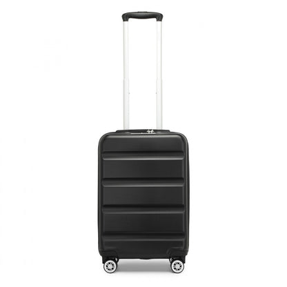 Kono Stylish Horizontal Engraved Hard Shell ABS+PC Cabin Suitcase with TSA Lock (KSK2482) - Black