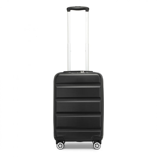 Kono Stylish Horizontal Engraved Hard Shell ABS+PC Cabin Suitcase with TSA Lock (KSK2482) - Black