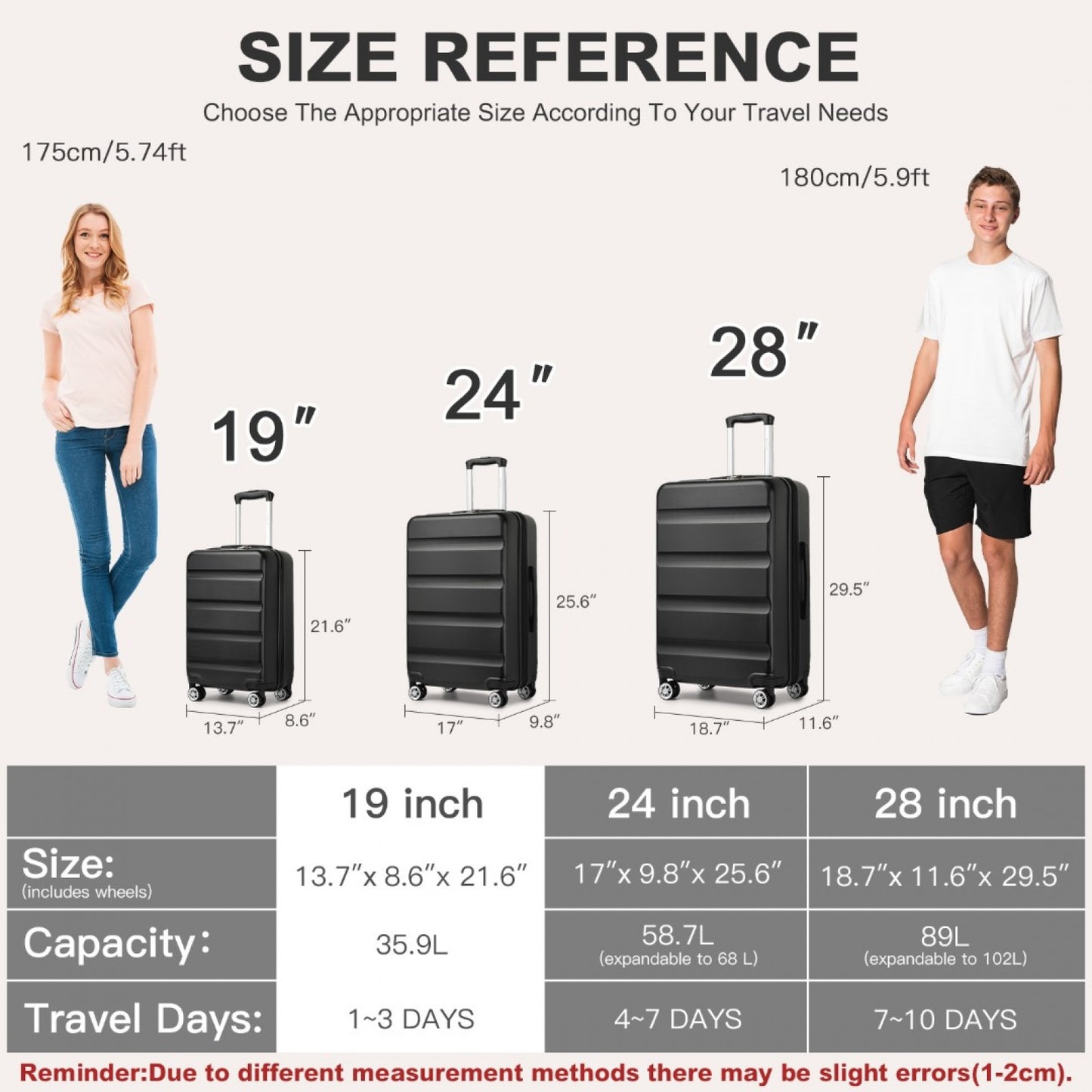 Kono Stylish Horizontal Engraved Hard Shell ABS+PC Cabin Suitcase with TSA Lock (KSK2482) - Black