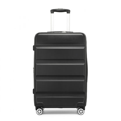 Kono Stylish Horizontal Engraved Hard Shell ABS+PC Cabin Suitcase with TSA Lock (KSK2482) - Black