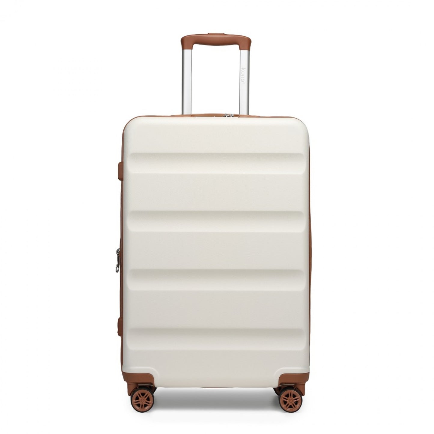 Kono Stylish Horizontal Engraved Hard Shell ABS+PC Cabin Suitcase with TSA Lock (KSK2482) - Cream