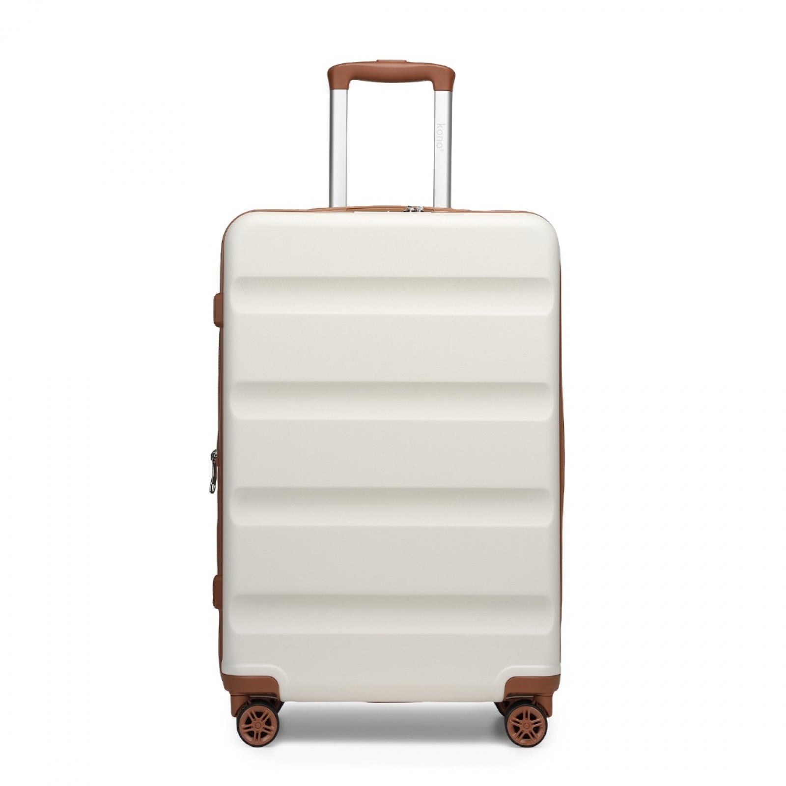 Kono Stylish Horizontal Engraved Hard Shell ABS+PC Cabin Suitcase with TSA Lock (KSK2482) - Cream