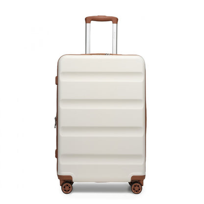 Kono Stylish Horizontal Engraved Hard Shell ABS+PC Cabin Suitcase with TSA Lock (KSK2482) - Cream