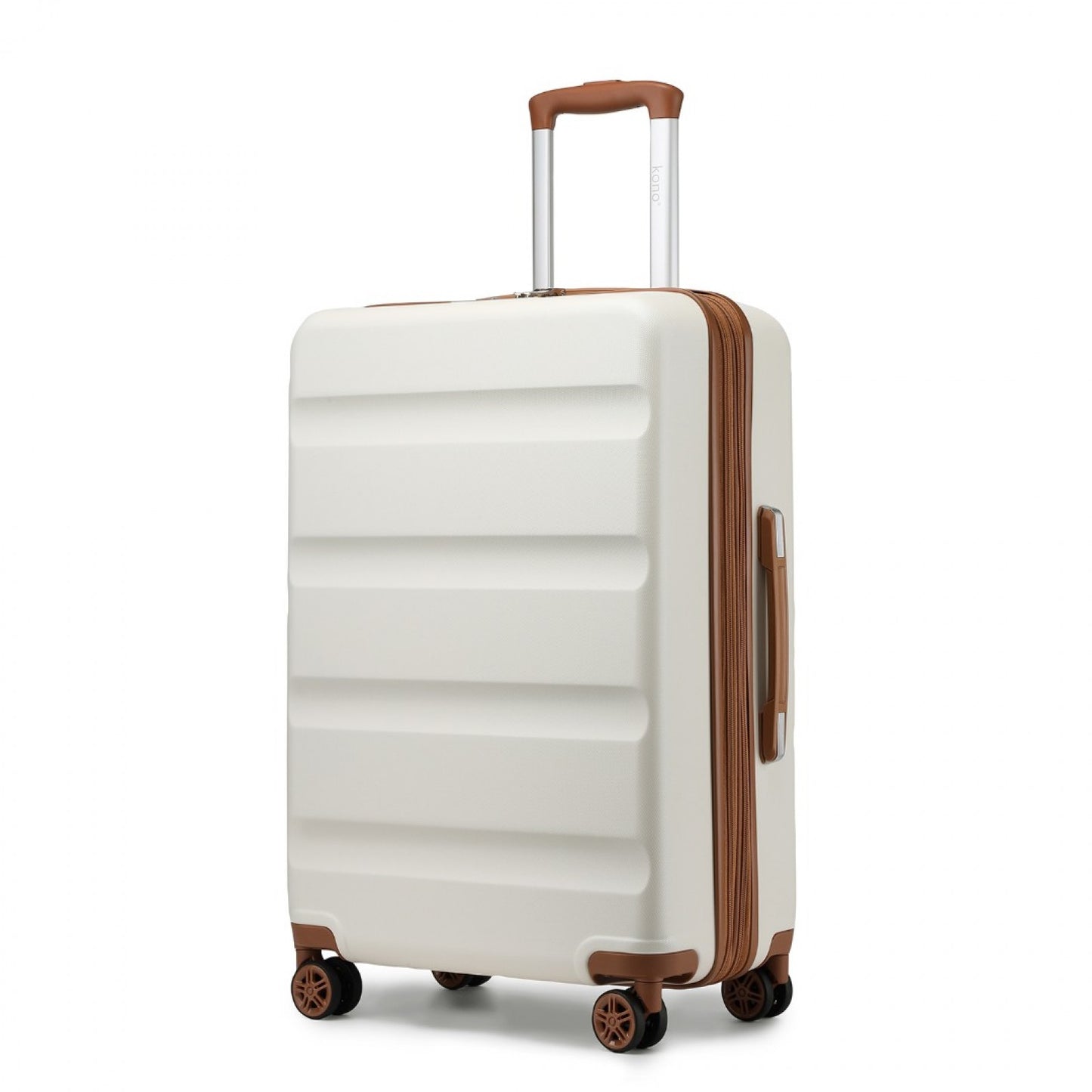 Kono Stylish Horizontal Engraved Hard Shell ABS+PC Cabin Suitcase with TSA Lock (KSK2482) - Cream
