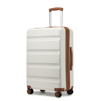 Kono Stylish Horizontal Engraved Hard Shell ABS+PC Cabin Suitcase with TSA Lock (KSK2482) - Cream