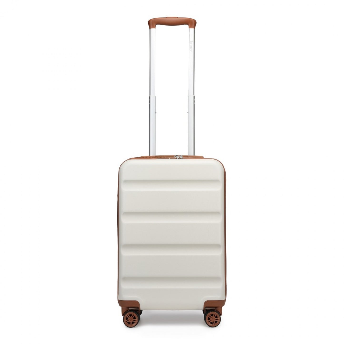 Kono Stylish Horizontal Engraved Hard Shell ABS+PC Cabin Suitcase with TSA Lock (KSK2482) - Cream