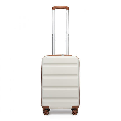 Kono Stylish Horizontal Engraved Hard Shell ABS+PC Cabin Suitcase with TSA Lock (KSK2482) - Cream