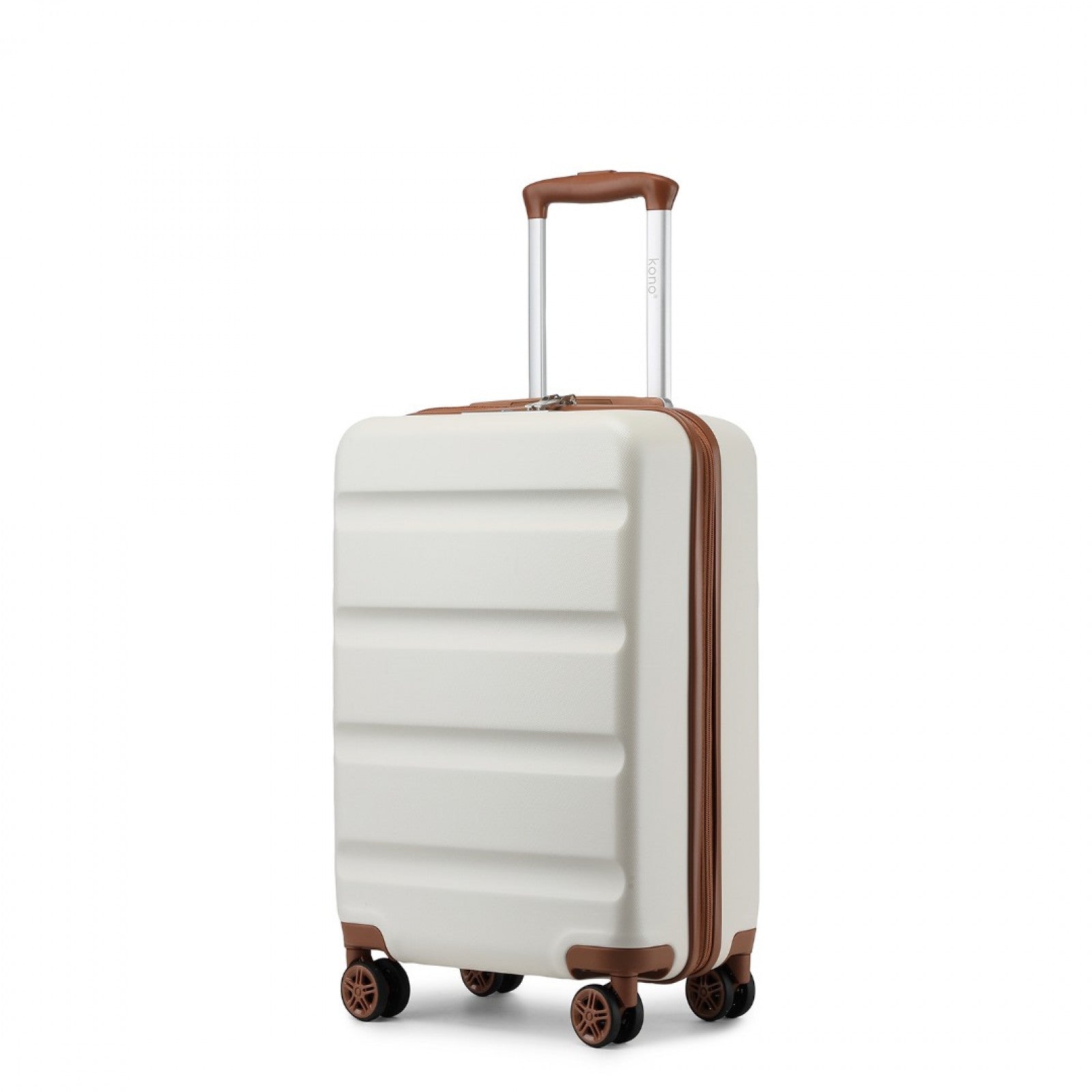 Kono Stylish Horizontal Engraved Hard Shell ABS+PC Cabin Suitcase with TSA Lock (KSK2482) - Cream
