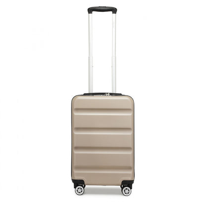 Kono Stylish Horizontal Engraved Hard Shell ABS+PC Cabin Suitcase with TSA Lock (KSK2482) - Gold