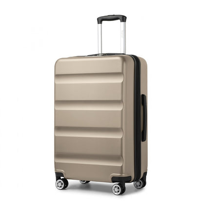 Kono 3-Piece Horizontal Engraved Hard Shell ABS+PC Suitcase with TSA Lock (KSK2482) - Gold