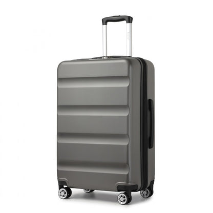 Kono 3-Piece Horizontal Engraved Hard Shell ABS+PC Suitcase with TSA Lock (KSK2482) - Grey