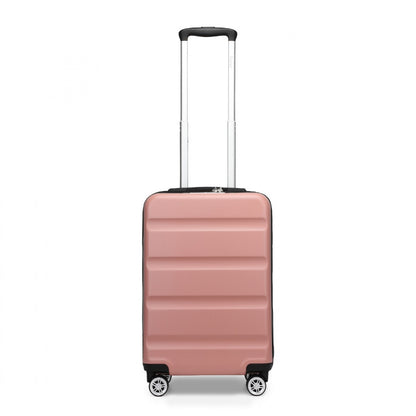 Kono Stylish Horizontal Engraved Hard Shell ABS+PC Cabin Suitcase with TSA Lock (KSK2482) - Nude